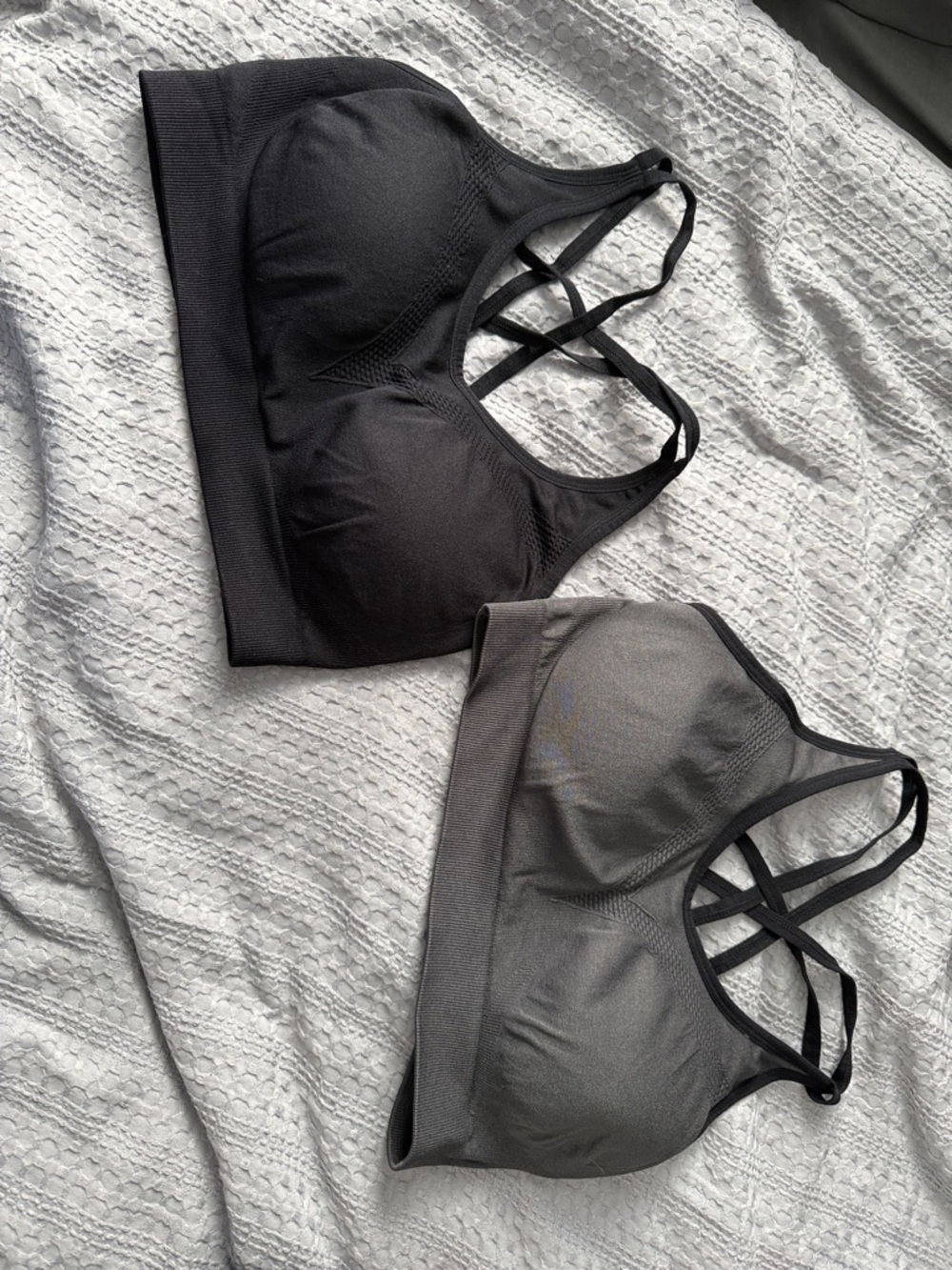 Unk Dual-Pack Sports Bralettes - Black & Charcoal